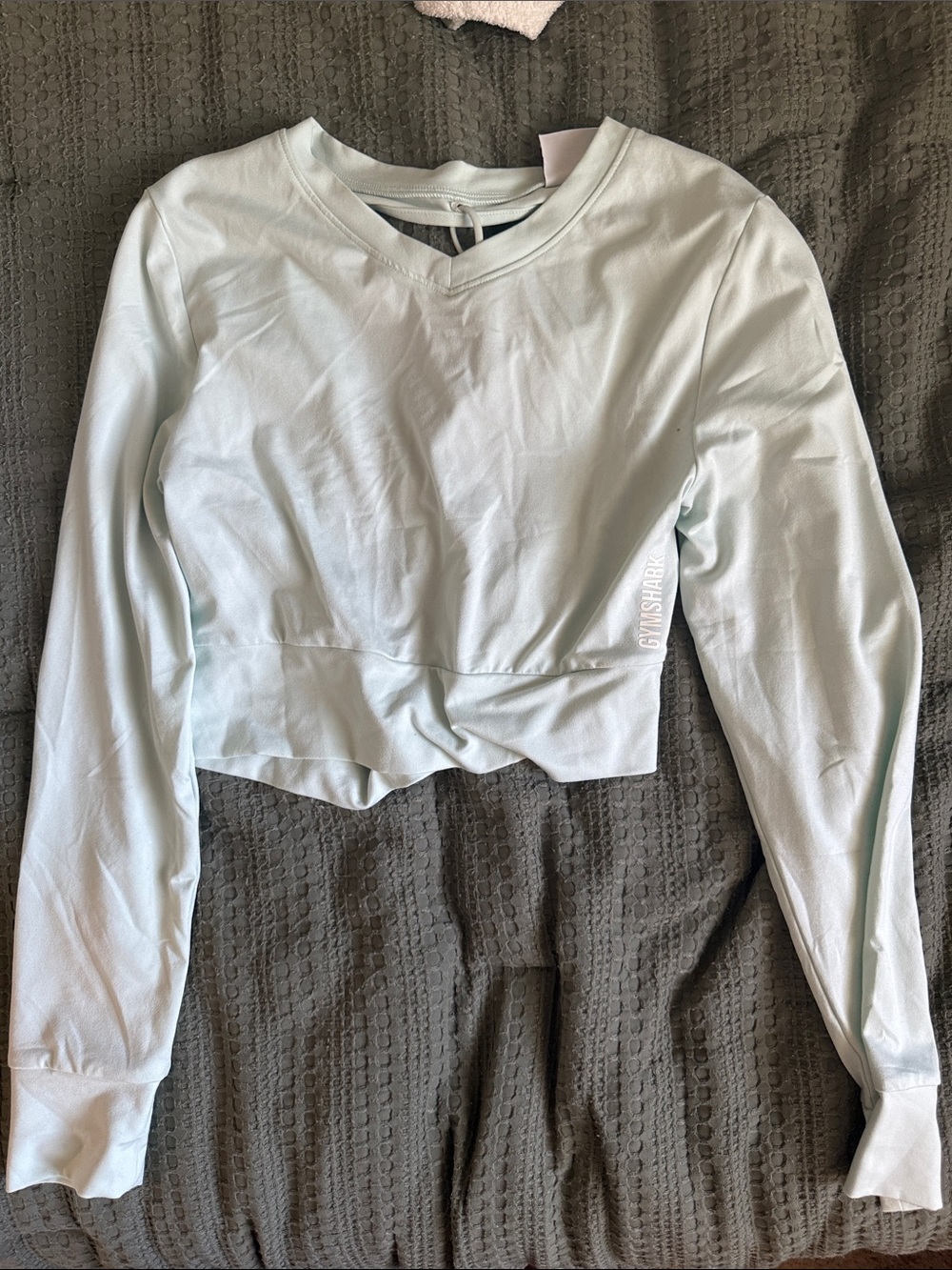 Gymshark Light Sage Cropped Long Sleeve Top